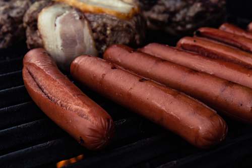 hot dog cooked hotdogs red